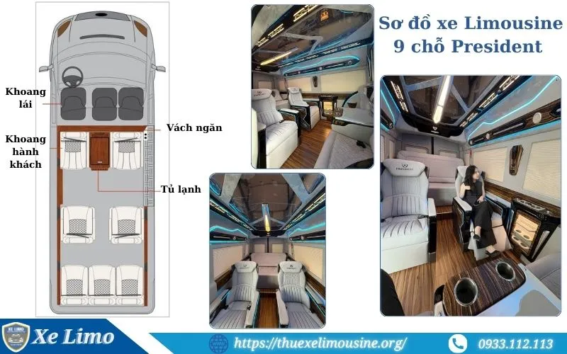 Sơ đồ xe Limousine 9 chỗ President